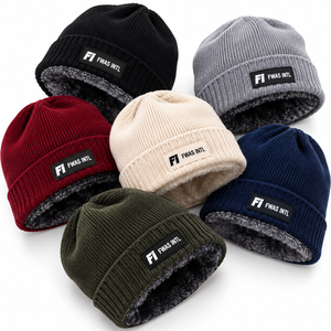 Trending Fleece Lined and Ribbed Knit designer beanies Custom Patch Logo Warm <b>Winter</b> <b>Cap</b> Unisex Streetwear Fashion Hat Wholesale - Product Image 6