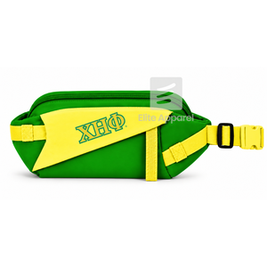 Riñonera Personalizada de la Hermandad Chi Eta Phi con Logotipo Bordado en la Parte Delantera, Cierre de Cremallera Verde y Amarillo, Uso Diario Informal para Mujer - Product Image 1