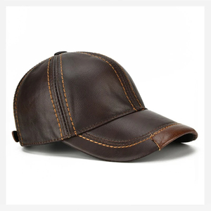 Latest Design Direct Sale Custom OEM Service Genuine Leather <b>Cap</b> New Streetwear Style Genuine Leather <b>Cap</b> - Product Image 2