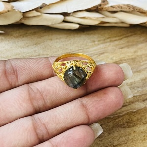 Unique Statement Brass <b>Labradorite</b> <b>Ring</b> 18k Gold Plated Filigree Handmade <b>Ring</b> Vintage Fashionable Wholesale <b>Ring</b> For Women - Product Image 2