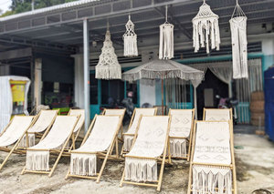 Silla Plegable de Macramé JNC, Hecha a Mano, Duradera, de Algodón y Poliéster, Ecológica, para Exteriores, Viajes y Picnic - Product Image 5