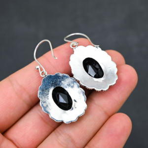 Customised Black Onyx LAB-CREATED 925 Sterling Silver <b>Earrings</b> 1.9" Handmade Gemstone Jewelry Antique <b>Fine</b> <b>Earring</b> Gift for Wome - Product Image 3