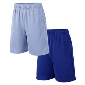 Shorts pour homme en maille unie à taille élastique, 100 % polyester, écologiques, respirants, séchage rapide, style décontracté européen, noir - Product Image 5