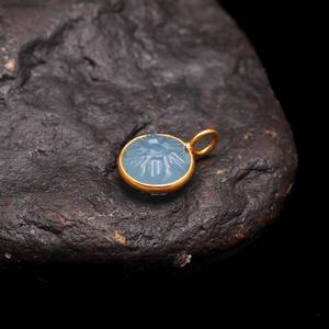 จี้หินแคลเซโดนีสีน้ำเงินธรรมชาติรูปดอกไม้แกะสลักด้วยมือ เงินแท้ 925 พร้อมหินแคลเซโดนีสีน้ำเงินสำหรับทำเครื่องประดับ - Product Image 4