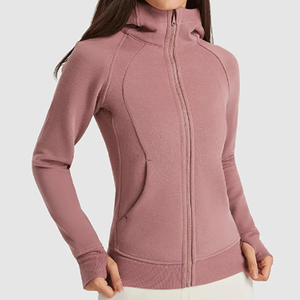 Sudadera con Capucha y Cierre para Mujer, Color Sólido, Manga Larga, Transpirable, Tejido de Algodón y Elastano, para Otoño - Product Image 4