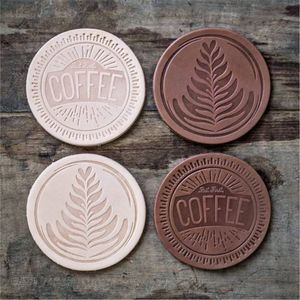 Posavasos de Cuero Genuino Hechos a Mano |   Posavasos Redondo de Lujo Antideslizante, de Cuero Curtido Premium, para Decoración del Hogar y la Oficina - Product Image 5