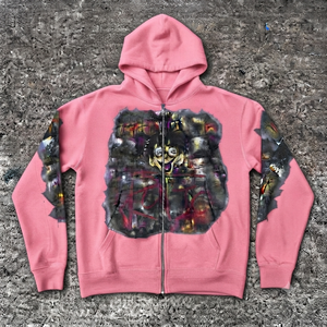Nouveaux sweats à capuche unisexes avec impression sur écran, 100% coton molletonné, fermeture éclair marron sur le devant, impression graphique, coupe classique, vêtements décontractés pour l'automne - Product Image 4