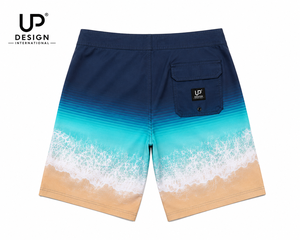 <b>Men's</b> Ocean Beach Board Shorts Quick Dry Surf Swim <b>Trunks</b> Sea Wave Print 100% Cotton Polyester High Quality Drawstring Closure - Product Image 2