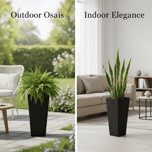 Set di 2 Fioriere Quadrate Regolabili in Rattan con Telaio Interno in Metallo Rimovibile e Piedini per Piante da Interno - Product Image 6