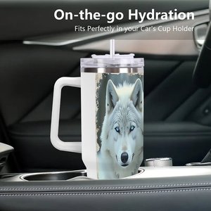 Stainless Steel Tumbler 40oz Insulated Travel Mug With Handle For Cold <b>Hot</b> Drinks - Product Image 3