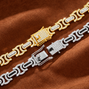<b>925</b> <b>Silver</b> Lab Grown Diamond Two Tone Link <b>Chain</b> <b>Mens</b> Iced Out Luxury Statement Necklace - Product Image 4