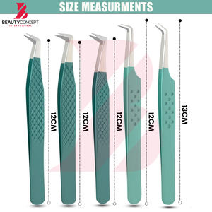 Pince à cils professionnelle Fiber Grip 90 degrés, antistatique, vert turquoise, pour volume intense et isolation - Product Image 3