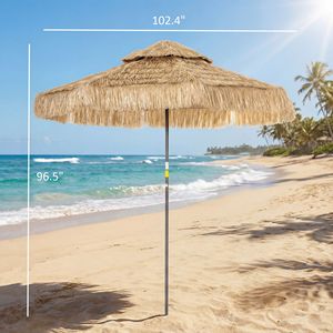 Ombrellone da Patio Hula in Stile Tiki con Tetto in Paglia, 2 Livelli, Stile Hawaiano, 8 Stecche, Protezione UPF30+, con Base - Product Image 3