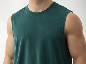 เสื้อกล้ามออกกำลังกายผู้ชายผ้าเฟรนช์เทอร์รี่ทรงโอเวอร์ไซส์ สกรีนโลโก้ได้ตามต้องการ เสื้อเวสต์ฟิตเนส สตรีทแวร์ ทรงบ็อกซี่ ครอป เสื้อกล้ามออกกำลังกาย ผลิตตามสั่ง - Product Image 3