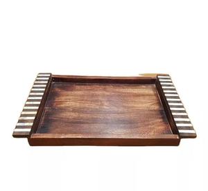 Plateau de service rond et ovale en bois durable, plateau de petit-déjeuner en bois, nouveau design, plateau de haute qualité pour la maison, l'hôtel, la cuisine - Product Image 3