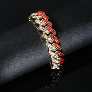 Men's bracelet 15mm exaggerated diamond-<b>set</b> geometric hipster hip-hop jewelry Cuban jewelry - Product Image 4