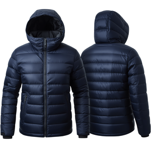 Chaqueta de Invierno con Capucha Azul Marino para Hombre, Chaqueta Acolchada Ligera y Aislante - Product Image 4