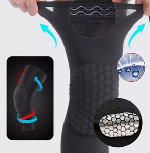 Flexible Non-Slip Knee Support Sleeve Spandex Blend Breathable Unisex Pull Compression Leg Guard Hexagonal <b>Pad</b> Design for - Product Image 1