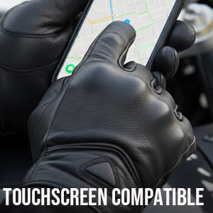 Gants de moto en cuir véritable, respirants, écologiques, antidérapants, pour écran tactile, pour hommes et femmes, doux, quatre saisons - Product Image 6