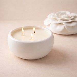 Recipiente de Cerámica de Lujo para Velas, Tazón Ancho Resistente al Calor, Pared Gruesa, Acabado Liso, Duradero, Elegante Decoración para el Hogar, Soporte para Velas de Varias Mechas - Product Image 1