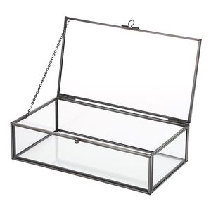 Customized Glass Storage Box With Metal Frame For Jewelry Organizers And Storage Use - Product Image 1