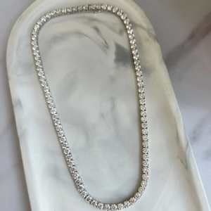 สร้อยคอเทนนิสเพชรแล็บเจมเวอร์ ไดมอนด์ รุ่น Women's Elegance 16 กะรัต ทรงบริลเลียนท์คัท ความใสระดับ E VS  ทอง 14K  ความยาว 18 นิ้ว ชุบโรเดียม - Product Image 1