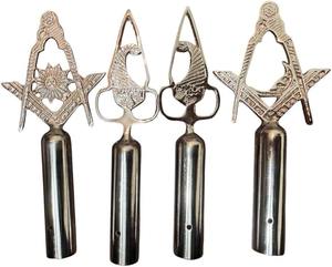 GYM FORCE - Juego de 4 adornos decorativos para mástil de logia masónica, color plateado, para ceremonias de masónicos, temática espacial, color plateado - Product Image 6