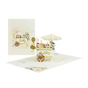 Carte pop-up 3D créative pour boisson de mariage, faite à la main, thème boisson pour célébration de mariage, vente en gros - Product Image 1