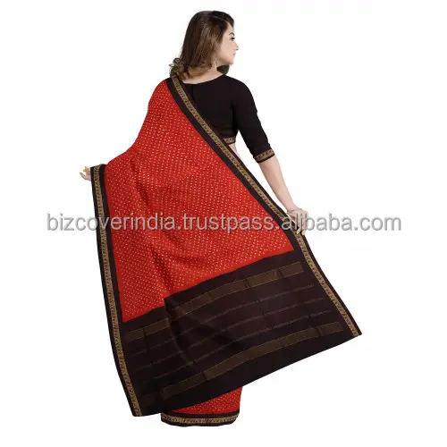 Penjualan tinggi Saree katun perbatasan Zari tradisional desain indah untuk wanita dengan kemasan harga grosir kustom terbaik