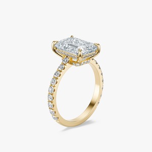 Anillo de Compromiso y Matrimonio de Oro Sólido de 14K/18K con Diamante Cultivado en Laboratorio de Corte Esmeralda de 4.3CT, Certificado IGI, OEM, ODM - Product Image 1