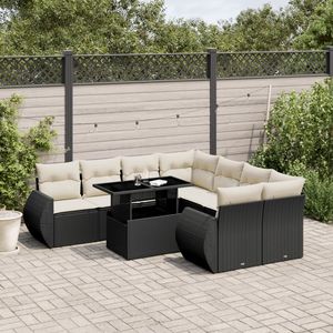Ensemble de canapés de jardin blanc crème et noir - Product Image 1