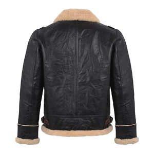 Chaqueta de Cuero Genuino Gruesa de Invierno para Hombre, Abrigo de Piel de Oveja con Cuello de Pelo, Chaqueta de Motero Cálida con Forro Polar, Ropa de Abrigo Exterior - Product Image 5