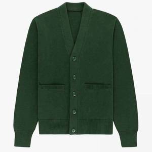 Men's V-neck Wool <b>Cardigan</b> Full Sleeve Button Closure Autumn Style Solid Color Anti-Pilling Standard <b>Thickness</b> Plain Knitting - Product Image 1