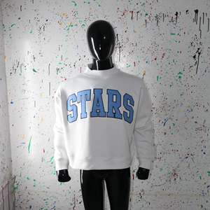 Sudadera STARS ASH GREY con cuello ancho y bordado de apliques en azul cielo 100% algodón, CLUSH SPORTS - Product Image 5