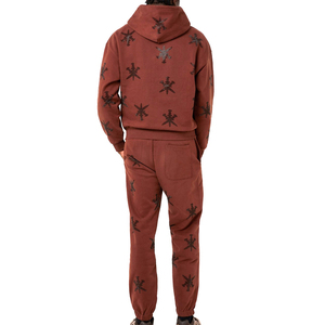 Custom Men's Casual 2 in 1 Full Zip Skeleton Tracksuit <b>Skull</b> Hood Bling Crystal Rhinestone Logo Winter Hooded <b>Top</b> - Product Image 3