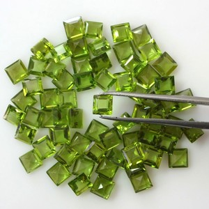 Natural Olive Green Peridot Princess <b>Square</b> Cut Loose Gemstone Calibrated Peridot Cut Stone Beads For Jewelry Making Wholesale - Product Image 6