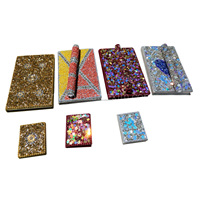 Carnet décoratif à paillettes avec stylo, papeterie indienne faite à la main pour femmes et étudiants, carnet perlé de différents styles