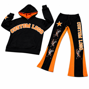 Ensemble survêtement homme grande taille personnalisé imprimé, sweat à capuche épais en molleton de coton et pantalon de survêtement ample, style streetwear hiver - Product Image 1