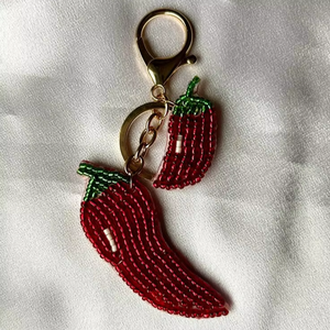 Best Price Handmade Beaded Keychain Glass Seed Bead Bag Charm Metal Hook Embroidery <b>Key</b> <b>Ring</b> Floral Shape <b>Key</b> - Product Image 1