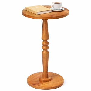 Handcrafted Eco-friendly Round Mango Wood Pedestal <b>Side</b> <b>Table</b> Decorative Traditional Antique Black Wholesale India - Product Image 6
