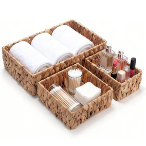 Panier à linge en bois au prix le plus bas, panier de rangement en jacinthe d'eau, paniers cadeaux tressés durables - Product Image 5
