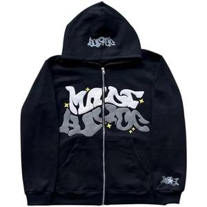 Sweat à capuche pour homme de haute qualité, poids lourd, 100% coton, broderie 3D, imprimé en relief, long, personnalisé, hiver, XS, uni, teint - Product Image 1