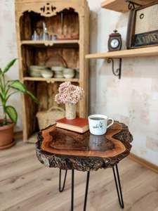 Fantastic Coffee End Side Table Home Decor Bedroom Living Room Office Natural Sheesham <b>Wood</b> Tree <b>Slice</b> Living Room Furniture - Product Image 6