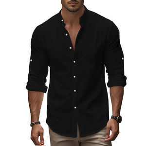 Chemise pour homme printemps-été, coupe slim, décontractée, style hawaïen, couleur unie, style basique, respirante, hauts polyvalents pour homme - Product Image 1