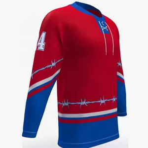 Camisetas de Hockey Sublimadas Personalizadas de Primera Calidad, Uniformes de Hockey sobre Hielo Unisex con Cordones, Transpirables, de Secado Rápido y Antibacterianos - Product Image 6