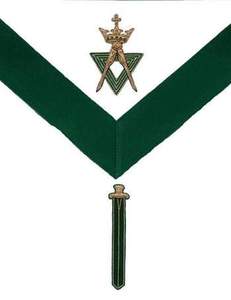 Delantal Masónico Sentinel Allied Masonic Degrees, Terciopelo Verde, Cuerpo Blanco, Cinturón Ajustable, Prenda de Regalia Premium - Product Image 2
