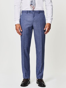 Ensemble de costume d'affaires bleu en laine et polyester pour homme, simple boutonnage, col à revers, infroissable, coupe classique, style britannique - Product Image 4
