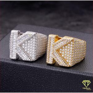 Bague en moissanite à cadre entrelacé de créateur avec argent sterling 925 pour bijoux de mode masculins de luxe - Product Image 5
