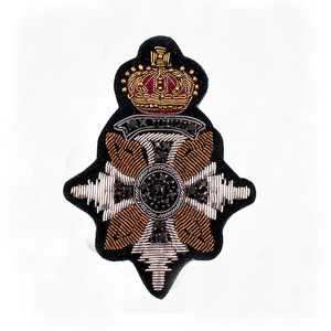 Handmade Embroidered Custom Made Bullion Wire Royal Crown Masonic Regalia Patches 3D Embroidery Golden & <b>Silver</b> For uniforms - Product Image 5