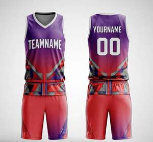Tenues de basketball vintage personnalisées, respirantes, en mesh, avec sublimation, hauts et shorts de basketball personnalisés, ensembles de maillots de basketball rétro pour hommes - Product Image 2